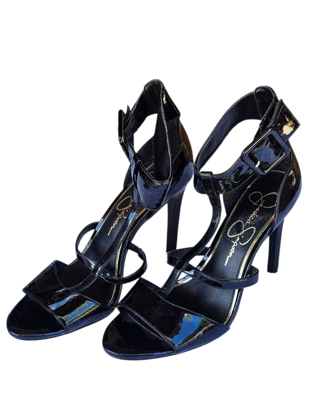 Jessica Simpson Black Patent Strappy High Heels